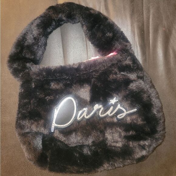 🆕️👜PARIS HILTON BLK FUR FOREVER FUR BAGUETTE  Shoulder Bag - Picture 5 of 8